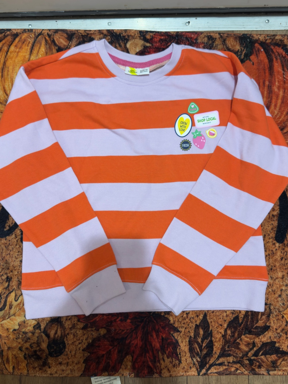 Epic Threads Orange & Light Pink Striped Kids Sweatshirt